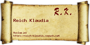 Reich Klaudia névjegykártya